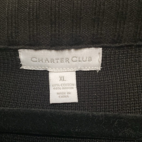 Charter Club knit Cardigan Womens XL Black Gold buttons shawl collar Luxury - Picture 9 of 12